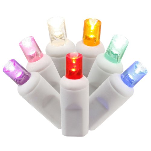 Vickerman 100-Light LED Multicolored White Wire Wide Angle End Con...