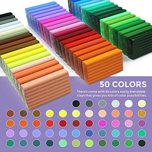50 Colors Polymer Clay, Modeling Clay with 29 Clay Tools and Acces...