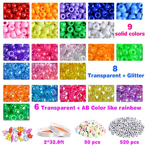 VICOVI 3640+pcs Pony Beads Kit for Bracelet Jewelry Making, Hair B...