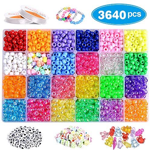 VICOVI 3640+pcs Pony Beads Kit for Bracelet Jewelry Making, Hair B...
