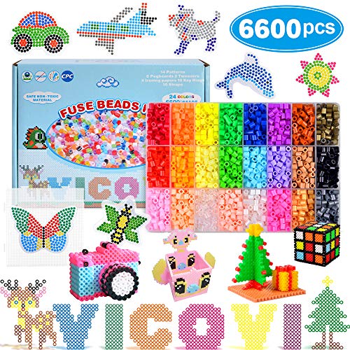 VICOVI 6600+pcs Fuse Beads Kit, Melty Fusion Beads Arts & Crafts S...