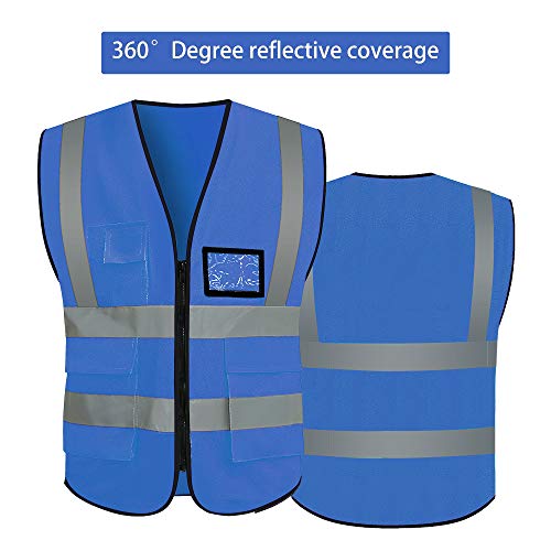 VICRR High Visibility Safety Vest with Reflective Strips Pockets, ...