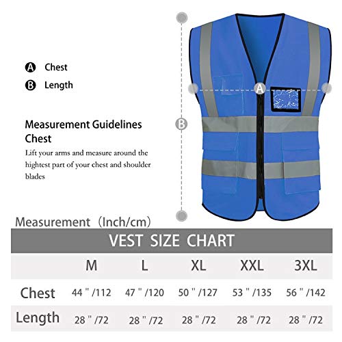 VICRR High Visibility Safety Vest with Reflective Strips Pockets, ...