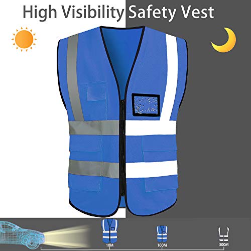 VICRR High Visibility Safety Vest with Reflective Strips Pockets, ...