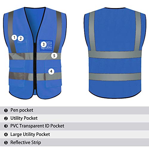 VICRR High Visibility Safety Vest with Reflective Strips Pockets, ...