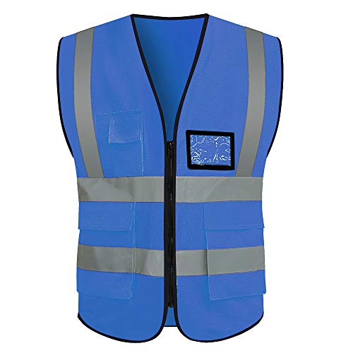 VICRR High Visibility Safety Vest with Reflective Strips Pockets, ...