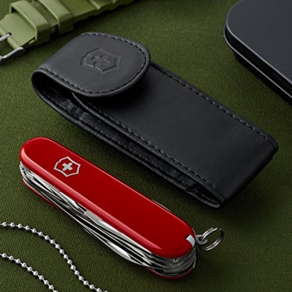 Victorinox Swiss Army Huntsman Pocket Knife with Leather Pouch, Re...