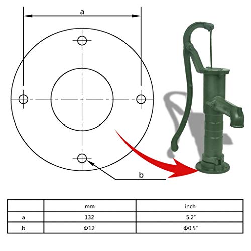 vidaXL Hand Pump w/Stand Cast Iron Well Water Pitcher Press Yard P...