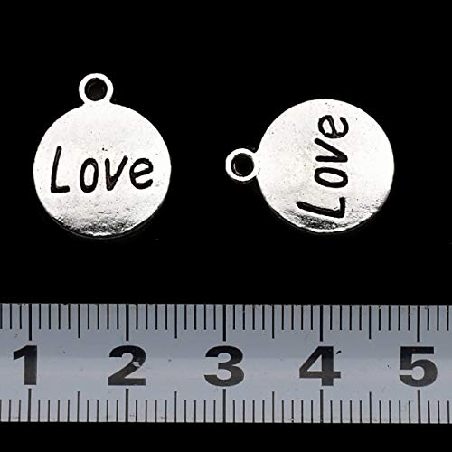 Pack of 80 Flat Love Pattern Charms Pendants Silver Craft Supplies...