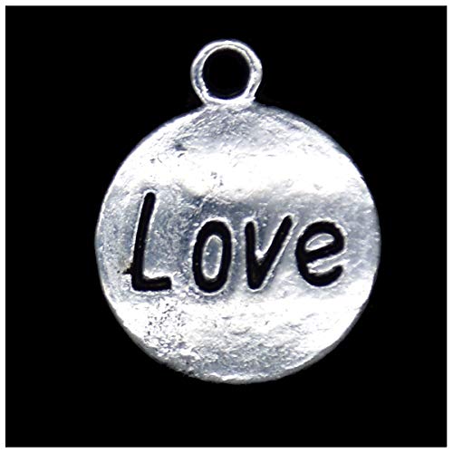 Pack of 80 Flat Love Pattern Charms Pendants Silver Craft Supplies...
