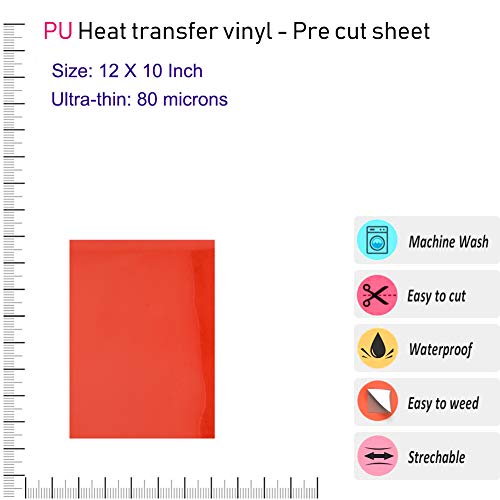 PU Heat Transfer Vinyl HTV: 10 Pack 12 x 10 Sheets，HTV Vinyl ...
