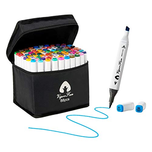 Alcohol Markers Set, 88 Colors Professional Art Markers, Alcohol B...