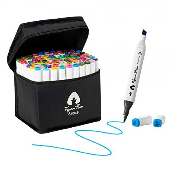 Alcohol Markers Set, 88 Colors Professional Art Markers, Alcohol B...