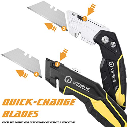 Utility Knife 2 Packs - Heavy Duty Retractable Folding Box Cutter ...