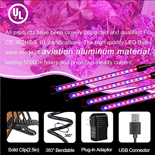 Grow Light, Vixxm Plant Light 4 Heads Upgraded Version, 40W 80 Bul...