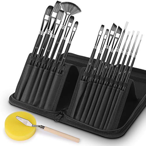 VIKEWE Professional Paint Brushes Set - 15 PCS Paint Brush with Oi...