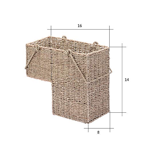 Villacera 14-Inch Wicker Stair Case Basket with Handles | Handmade...
