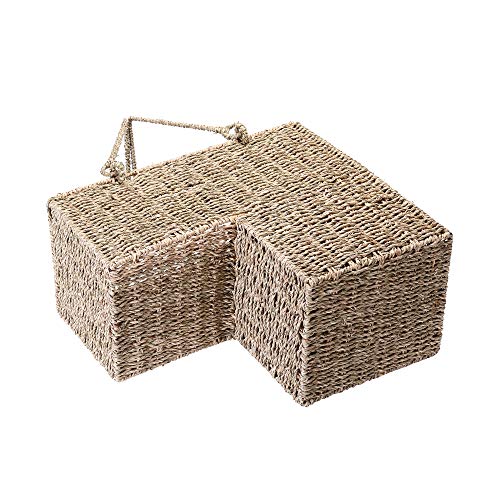 Villacera 14-Inch Wicker Stair Case Basket with Handles | Handmade...