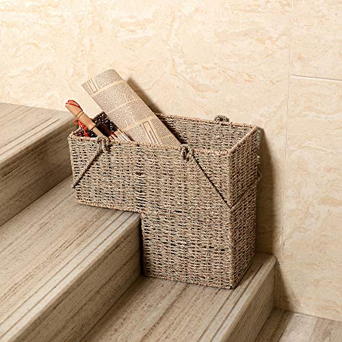 Villacera 14-Inch Wicker Stair Case Basket with Handles | Handmade...