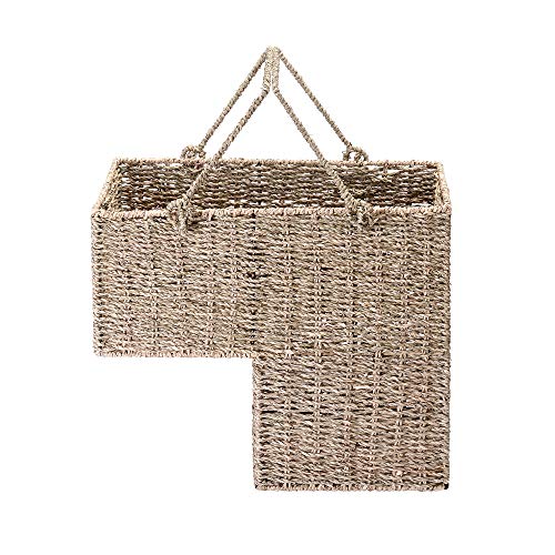 Villacera 14-Inch Wicker Stair Case Basket with Handles | Handmade...