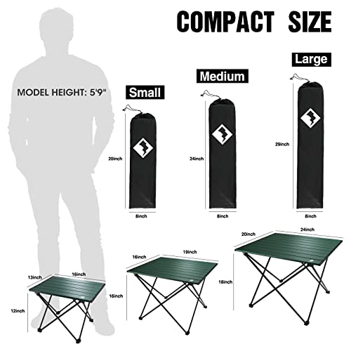 VILLEY Portable Camping Side Table, Ultralight Aluminum Folding Be...