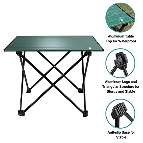 VILLEY Portable Camping Side Table, Ultralight Aluminum Folding Be...