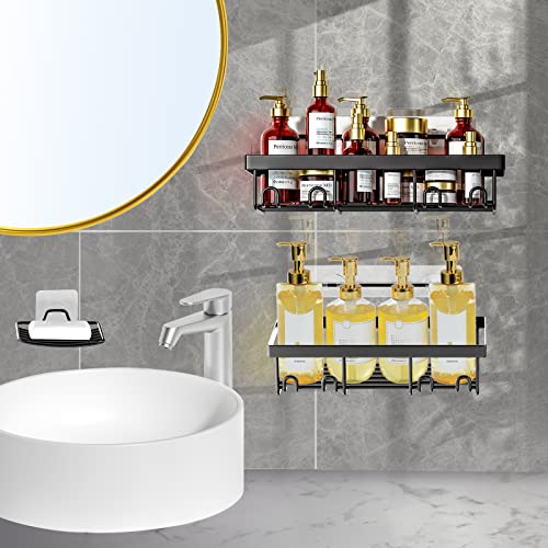 Villsure Shower Caddy, Shower Shelf for Inside with 10 Hooks Adhes...
