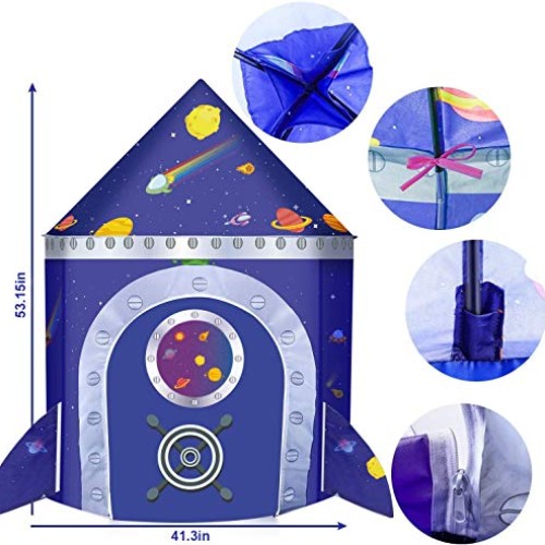 Vimpro Play Tent for Boys, Roaring Rocket Play Tent Kids Forts Ind...