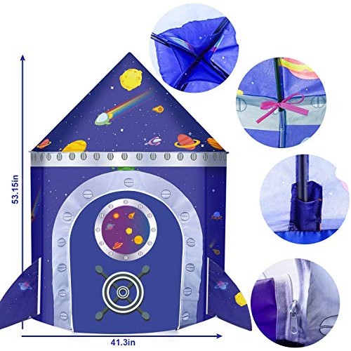 Vimpro Play Tent for Boys, Roaring Rocket Play Tent Kids Forts Ind...