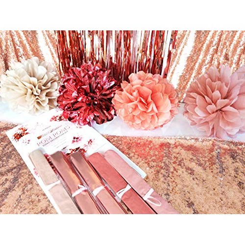 VINANT 20 PCS Rose Gold Party Decorations - Metallic Foil and Tiss...