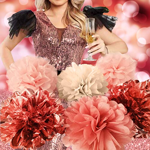 VINANT 20 PCS Rose Gold Party Decorations - Metallic Foil and Tiss...