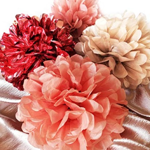 VINANT 20 PCS Rose Gold Party Decorations - Metallic Foil and Tiss...