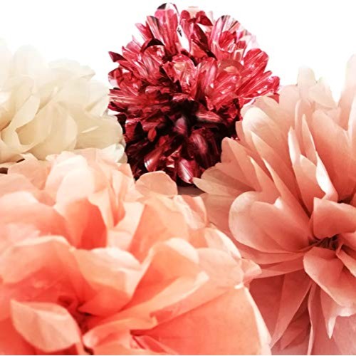 VINANT 20 PCS Rose Gold Party Decorations - Metallic Foil and Tiss...