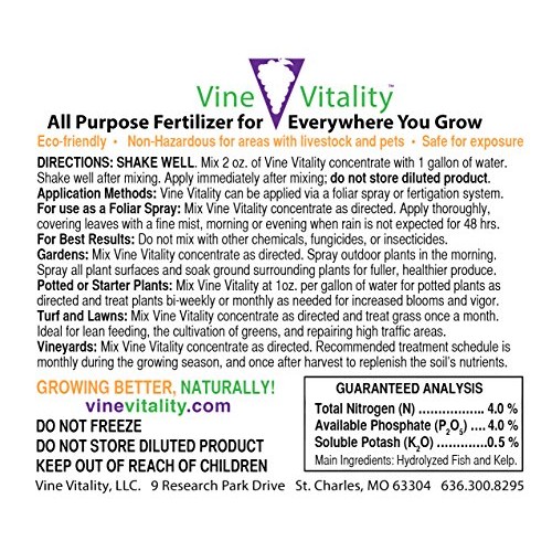 Vine Vitality All Purpose Fish & Kelp Liquid Fertilizer Concentrat...