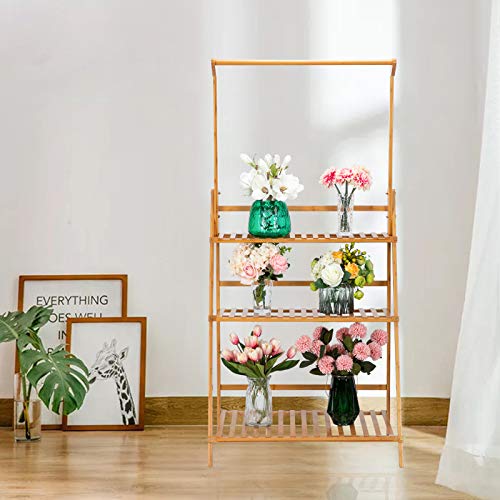 VINGLI 3 Tier Bamboo Hanging Plant Stand Planter Shelves Flower Po...