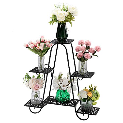 VINGLI 6 Tier Metal Plant Stand, Decorative Flower Pot Rack Plante...