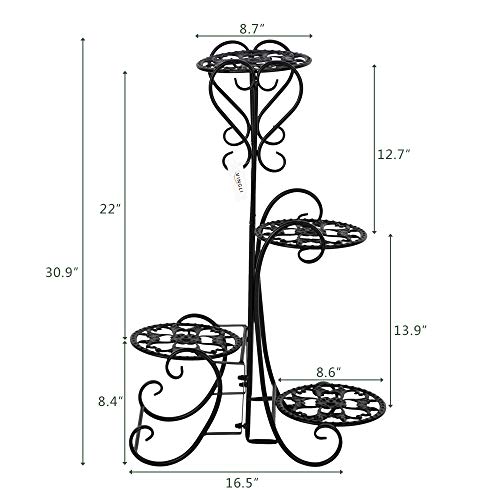 VINGLI Metal Plant Stand Flower Holder Racks Patio Stand Holder Ou...