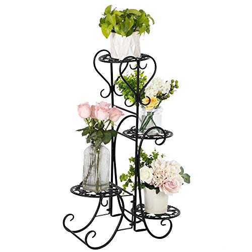 VINGLI Metal Plant Stand Flower Holder Racks Patio Stand Holder Ou...