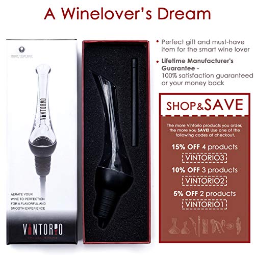 Vintorio Wine Aerator Pourer - Premium Aerating Pourer and Decante...