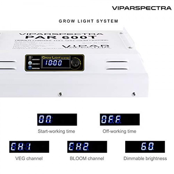 VIPARSPECTRA Timer Control PAR600T 600W LED Grow Light - Dimmable ...