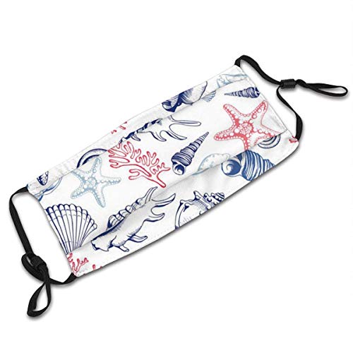 Seashells Shell Starfish Teal Beach Nautical Print Safety Reusable...