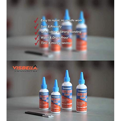 Visbella 1 Min Quick Bonding Fast Dry Sew Glue Liquid Reinforcing ...