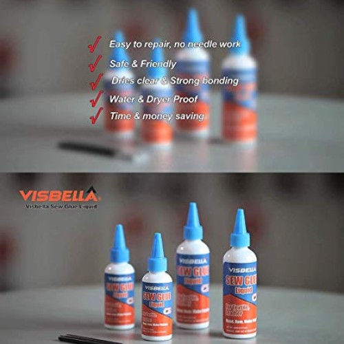 Visbella 1 Min Quick Bonding Fast Dry Sew Glue Liquid Reinforcing ...