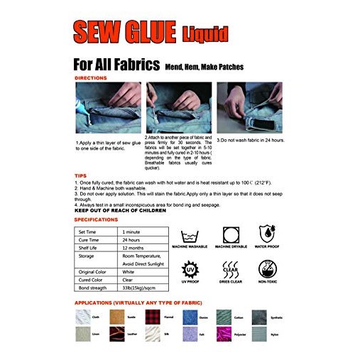 Visbella 1 Min Quick Bonding Fast Dry Sew Glue Liquid Reinforcing ...