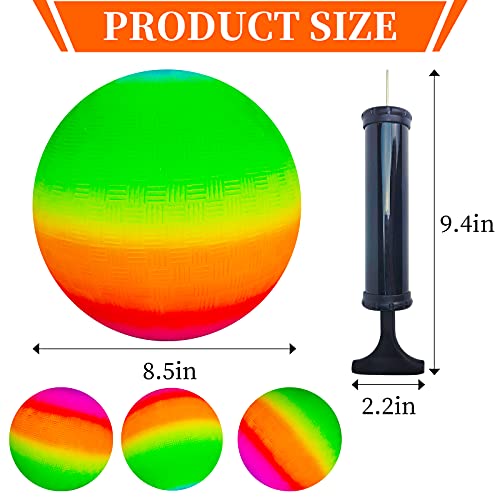 Visen 4Pcs Rainbow Playground Balls for Kids&Adults with 1 Hand Pu...