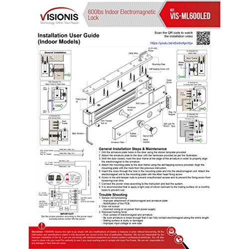 Visionis FPC-5326 One Door Access Control Outswinging Door 600lbs ...