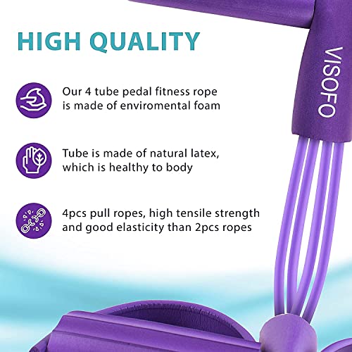 Pedal Resistance Band, 4-Tube Fitness Ankle Puller Yoga Handle Ban...