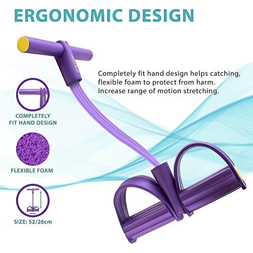 Pedal Resistance Band, 4-Tube Fitness Ankle Puller Yoga Handle Ban...