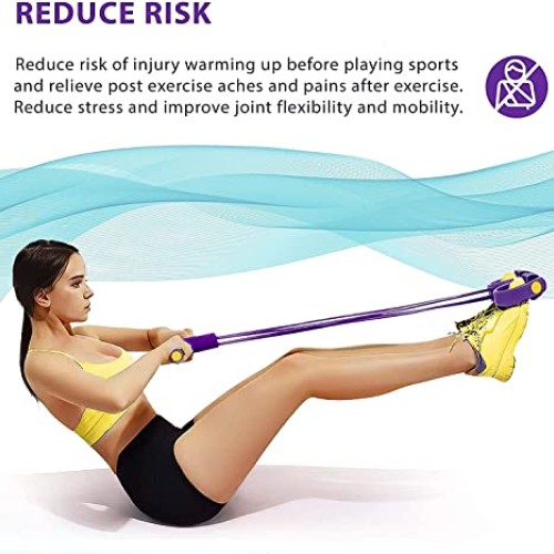 Pedal Resistance Band, 4-Tube Fitness Ankle Puller Yoga Handle Ban...