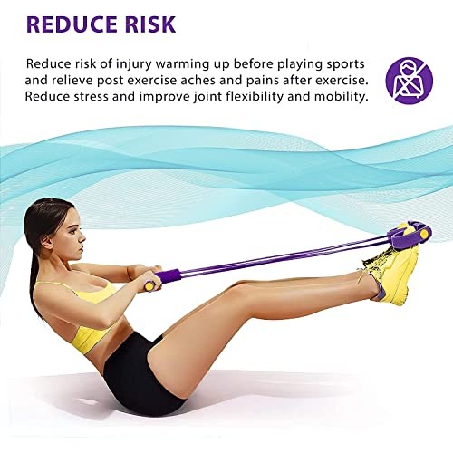 Pedal Resistance Band, 4-Tube Fitness Ankle Puller Yoga Handle Ban...